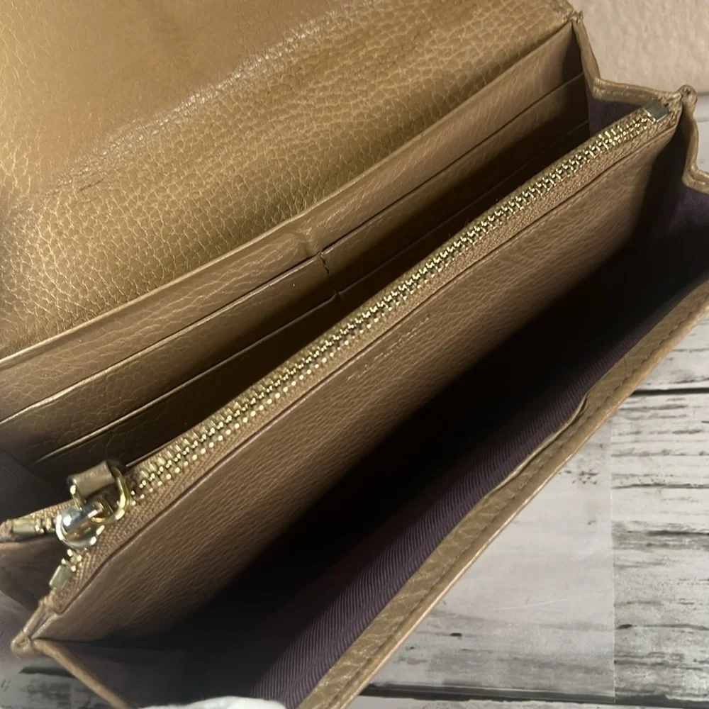 BVLGARI Bulgari Brown Pebbled Leather Wallet Clutch